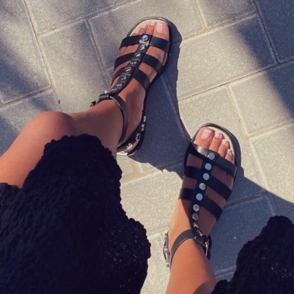 Balenciaga Black Studded Gladiator Sandals